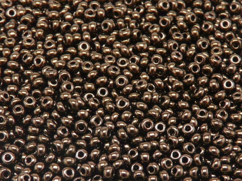 20 g 8/0 Seed Beads Preciosa Ornela, Jet Copper, Czech Glass