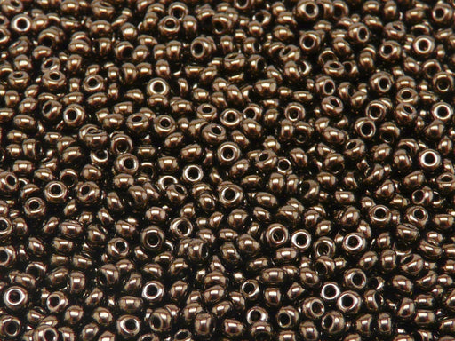 20 g 8/0 Seed Beads Preciosa Ornela, Jet Copper, Czech Glass