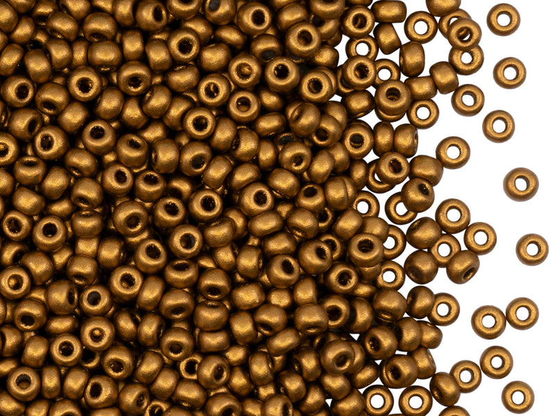 20 g 8/0 Seed Beads, Brass Gold, Czech Glass