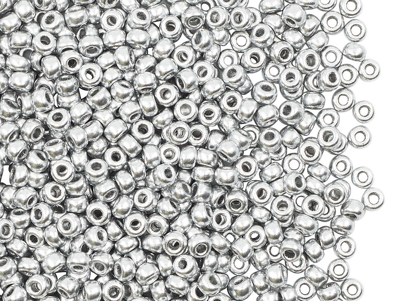 20 g 8/0 Seed Beads, Silver Matte (Crystal Bronze Aluminum), Czech Glass