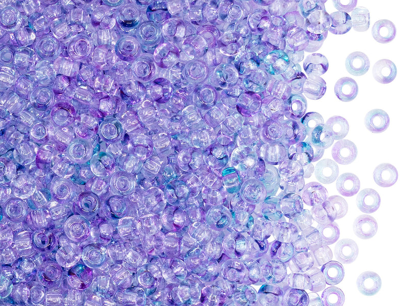 20 g Rocailles 8/0, Crystal Blue Purple Two Tone, Czech Glass