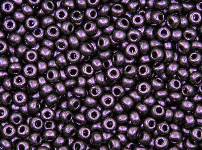 20 g Rocailles 8/0, Jet Polychrome Black Currant, Czech Glass
