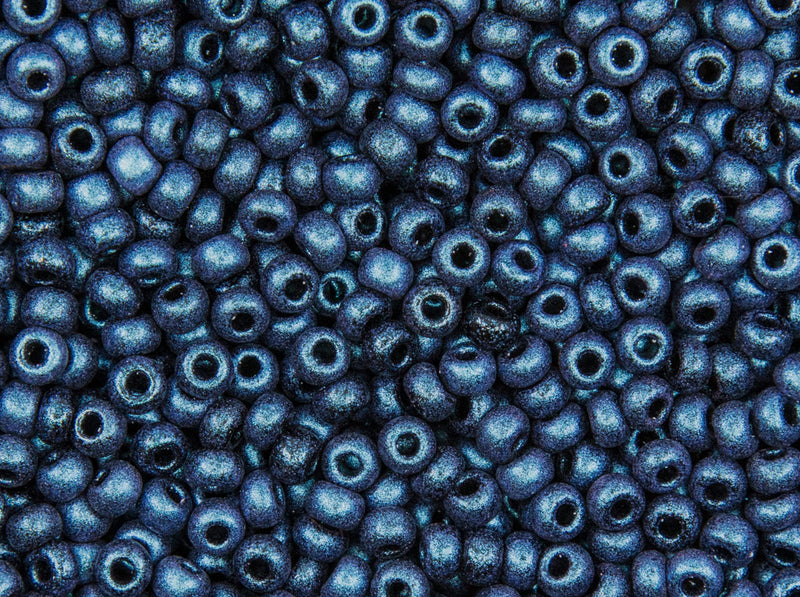 20 g Rocailles 8/0, Jet Polychrome Indigo Orchid, Czech Glass