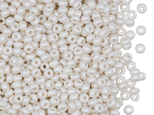 Rocailles Seed Beads 8/0, White Pastel Pearl, Czech Glass