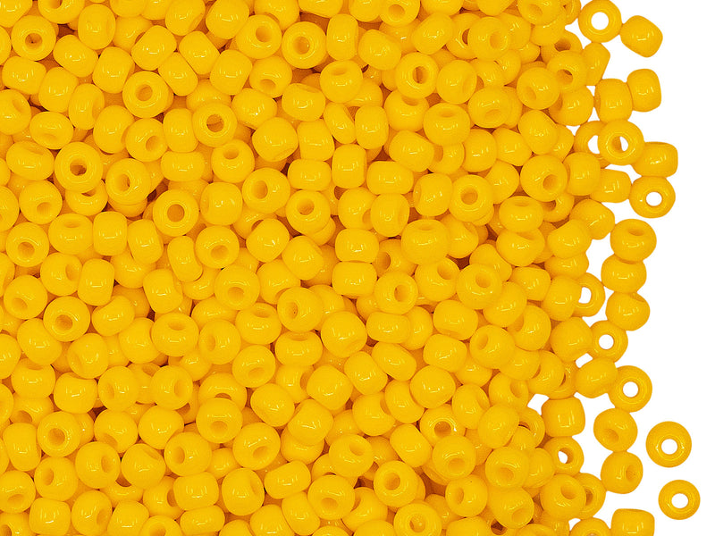 20 g Rocailles Seed Beads 8/0, Opaque Yellow, Czech Glass