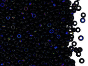 Rocailles Seed Beads 8/0, Jet Black Azuro, Czech Glass