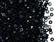 Rocailles Seed Beads 8/0, Jet Black AB Black, Czech Glass
