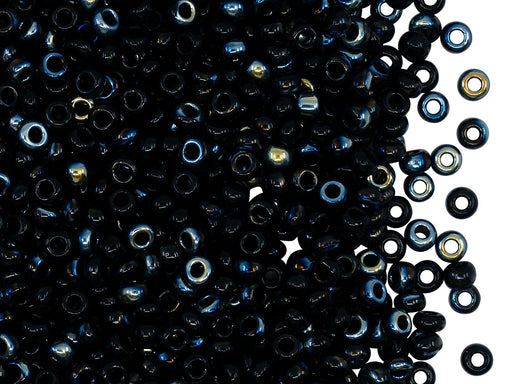 Rocailles Seed Beads 8/0, Jet Black AB Black, Czech Glass