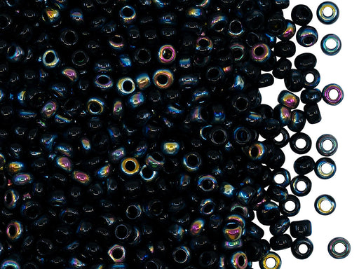 Rocailles Seed Beads 8/0, Jet Black Belox, Czech Glass