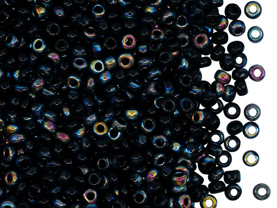Rocailles Seed Beads 8/0, Jet Black Belox, Czech Glass