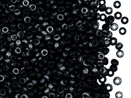 Rocailles Seed Beads 8/0, Jet Black Chrom, Czech Glass