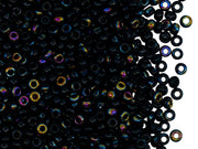 Rocailles Seed Beads 8/0, Jet Black Kalipo, Czech Glass