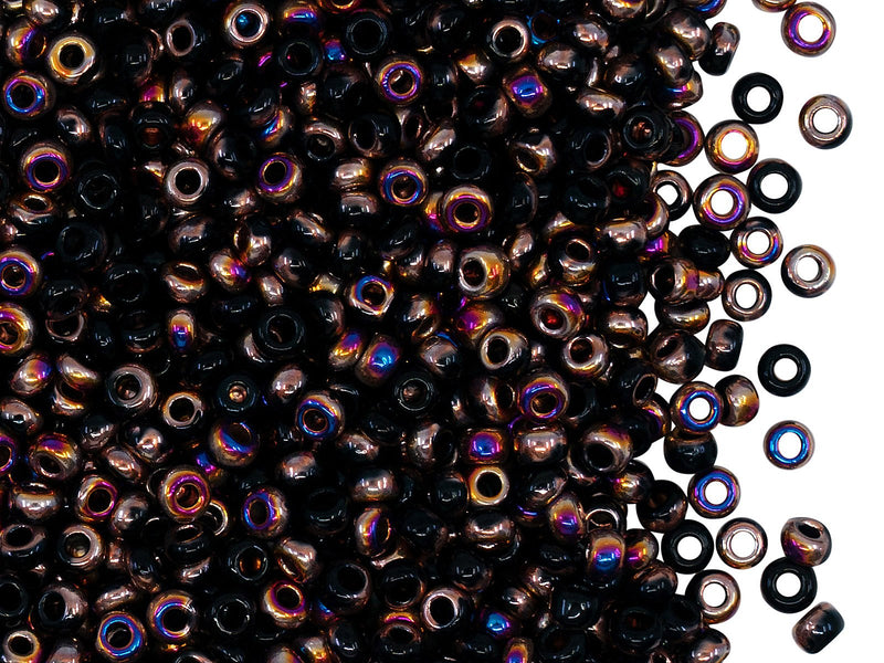 Rocailles Seed Beads 8/0, Jet Black Santander, Czech Glass