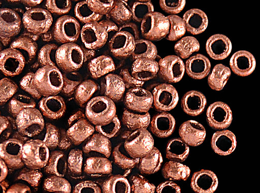 10 g 8/0 Etched Seed Beads, Etched Copper, Czech Glass
