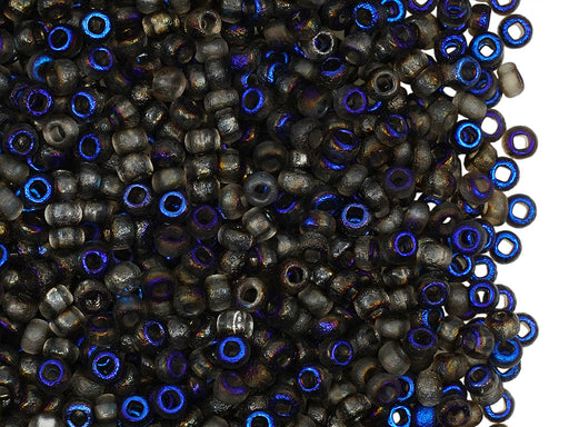 10 g 8/0 Etched Seed Beads, Crystal Etched Azuro Full, Czech Glass