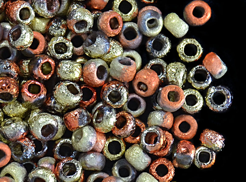 10 g 8/0 Etched Seed Beads, Crystal Etched California Gold Rush, Czech Glass