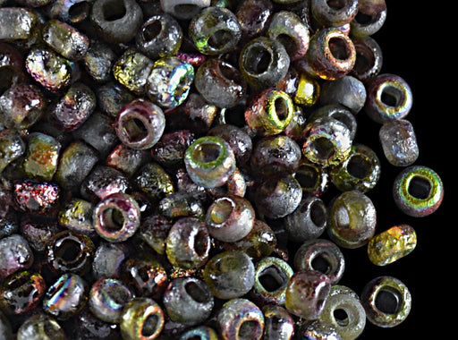 10 g 8/0 Etched Seed Beads, Crystal Etched Magic Apple, Czech Glass