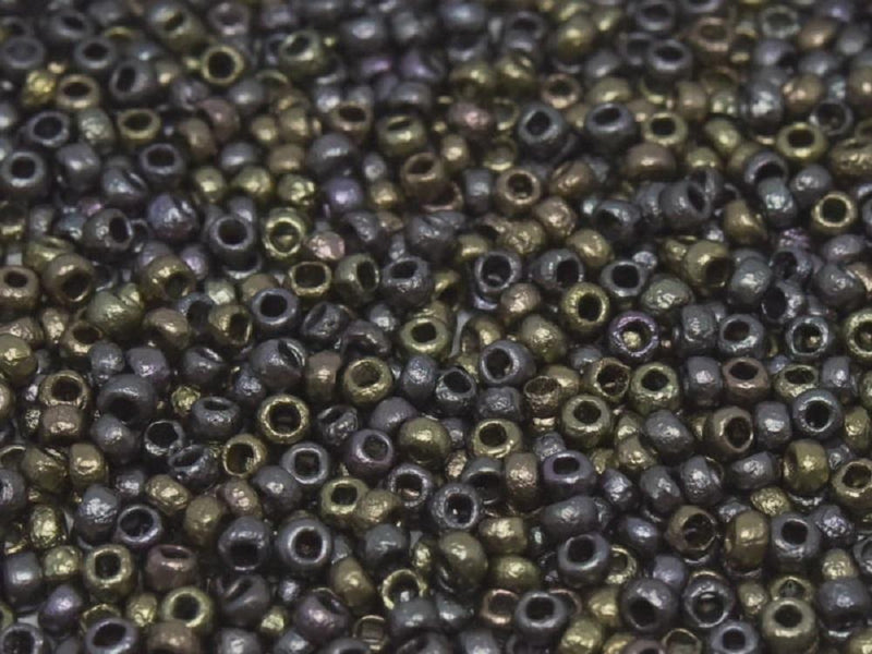 Etched Seed Beads 8/0, Etched Zinc Iris, Czech Glass