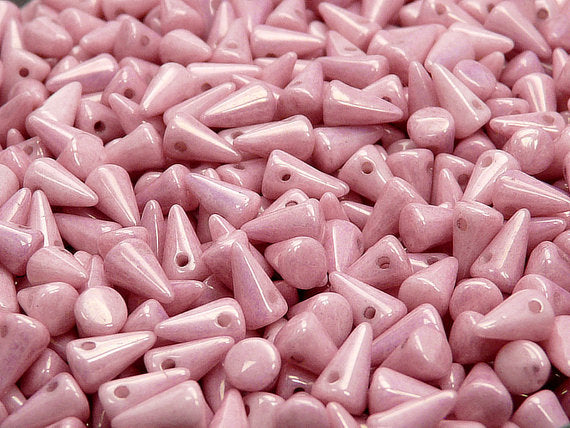 20 pcs Spike Small Pressed Beads, 5x8mm, Chalk Lila Luster, Czech Glass