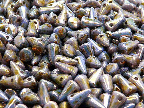 20 pcs Spike Small Pressed Beads, 5x8mm, Chalk Violet Glaze, Czech Glass