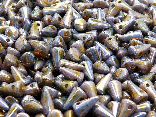 20 pcs Spike Small Pressed Beads, 5x8mm, Chalk Violet Glaze, Czech Glass