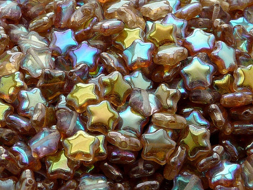 50 pcs 50 pcs Star Beads 8 mm Crystal Brown Rainbow Czech Glass Brown Multicolored
