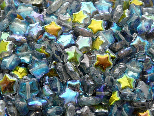 50 pcs 50 pcs Star Beads 8 mm Crystal Blue Rainbow Czech Glass Blue Multicolored