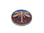 1 pc Czech Glass Cabochon Blue Purple Vitrail Gold Dragonfly (Smooth Reverse Side), Hand Painted, Size 8 (18mm)
