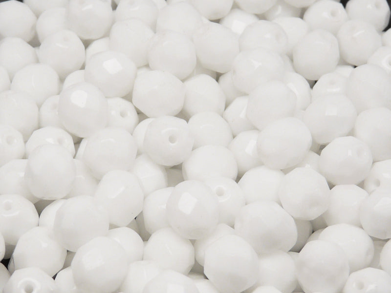 Set of Round Fire Polished Beads (3mm, 4mm, 6mm, 8mm), 3 colors: Crystal Vitrail, Chalk White, Crystal AB, Czech Glass