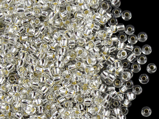 20 g 8/0 Seed Beads Preciosa Ornela, Crystal Silver Lined, Czech Glass