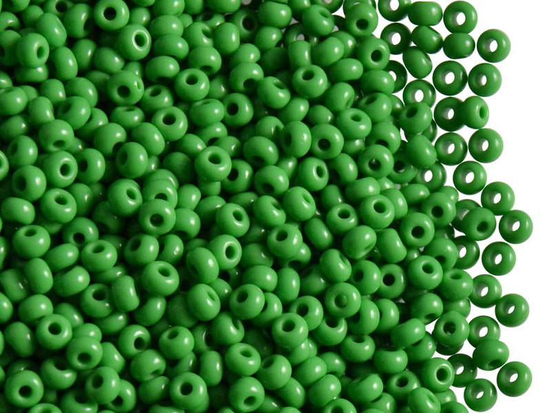 20 g 8/0 Seed Beads Preciosa Ornela, Green Opaque, Czech Glass