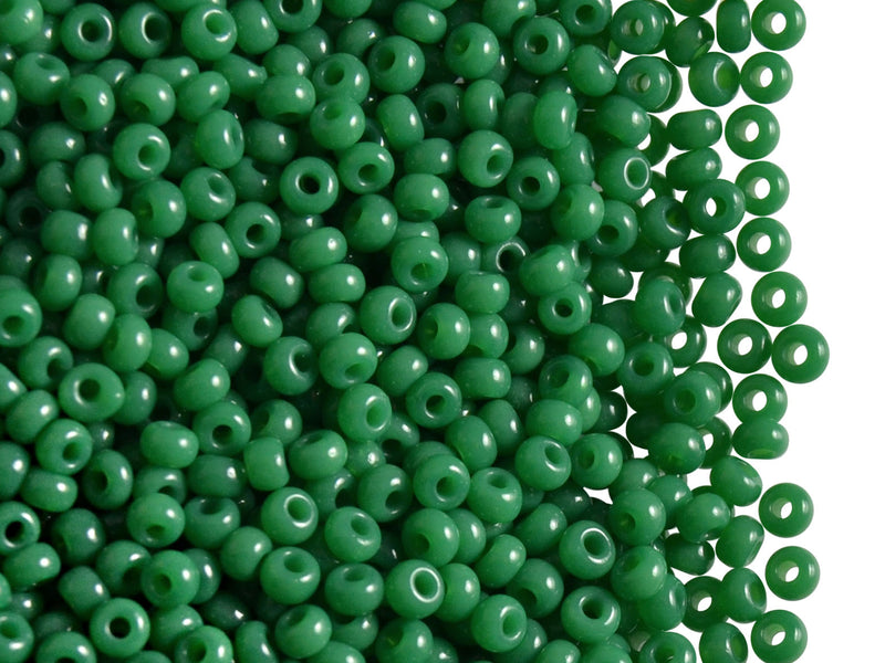 20 g 8/0 Seed Beads Preciosa Ornela, Green Opal, Czech Glass