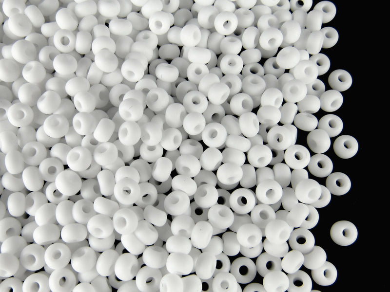 20 g 8/0 Seed Beads Preciosa Ornela, Chalk White Matte, Czech Glass