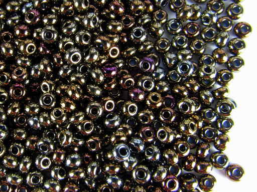 20 g 8/0 Seed Beads Preciosa Ornela, Brown Metallic Iris, Czech Glass