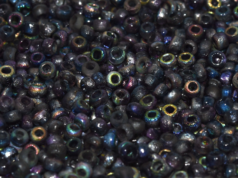 10 g 8/0 Czech Glass Seed Beads Etched, Crystal Etched Magic Blue
