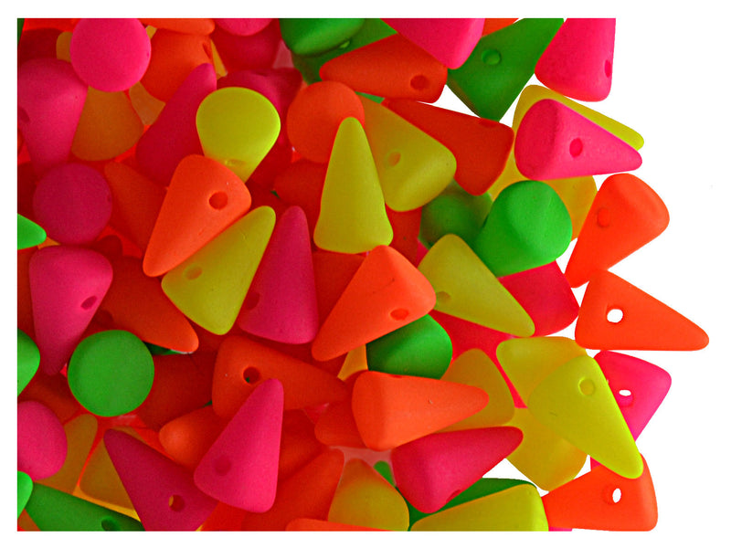 20 pcs Spike Small NEON Beads 5X8mm, Czech Glass, Mix (UV Active)