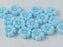 Hibiscus Flower Beads 9 mm, Chalk White with Turquoise Blue Decor, Czech Glass