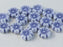 Hibiscus Flower Beads 9 mm, Chalk White with Tanzanite Decor, Czech Glass