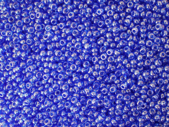 20 g 9/0 Seed Beads Preciosa Ornela, Blue Transparent Luster, Czech Glass