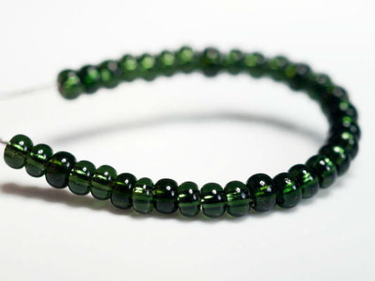 20 g 9/0 Seed Beads Preciosa Ornela, Green Silver Lined, Czech Glass