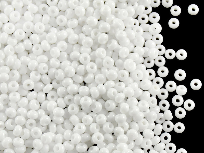 20 g 9/0 Seed Beads Preciosa Ornela, White Chalk, Czech Glass