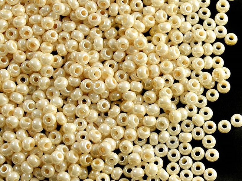 20 g 9/0 Seed Beads Preciosa Ornela, Beige Shell Opaque Luster, Czech Glass