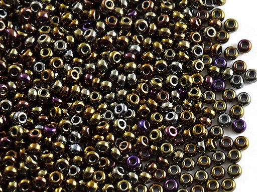 20 g 9/0 Seed Beads Preciosa Ornela, Brown Iris Metallic, Czech Glass