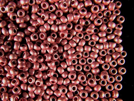 20 g 9/0 Seed Beads Preciosa Ornela, Pink Terra Metallic Matte, Czech Glass