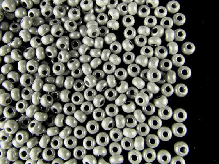 20 g 9/0 Seed Beads Preciosa Ornela, Chalk Gray Terra Luster, Czech Glass
