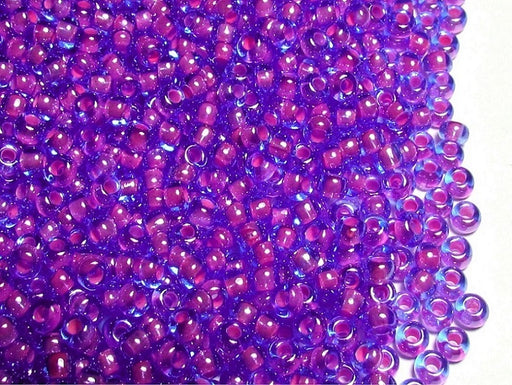 20 g 9/0 Seed Beads Preciosa Ornela, Aqua Transparent Pink Lined, Czech Glass
