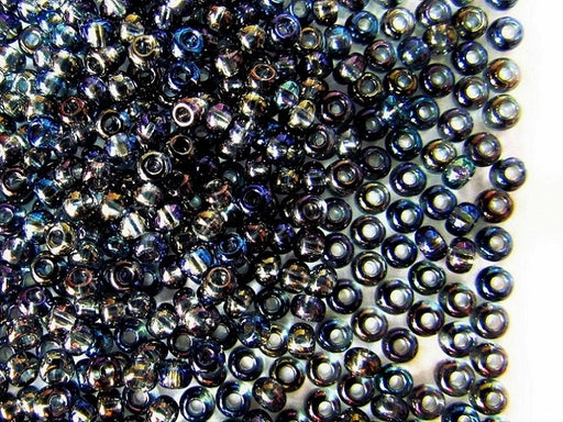 20 g 9/0 Seed Beads Preciosa Ornela, Transparent Black Iris, Czech Glass