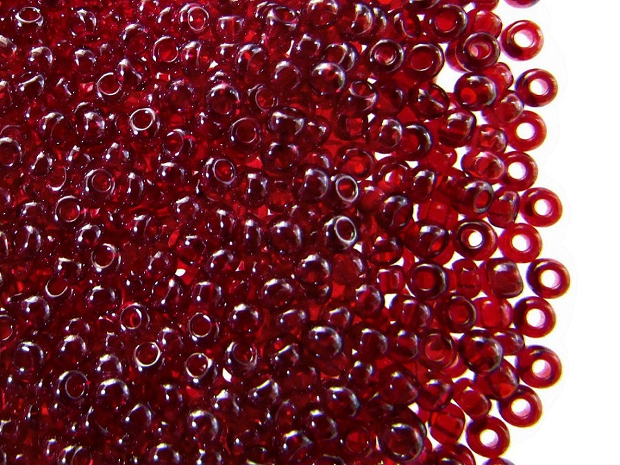 20 g 9/0 Seed Beads Preciosa Ornela, Ruby Transparent White Luster, Czech Glass