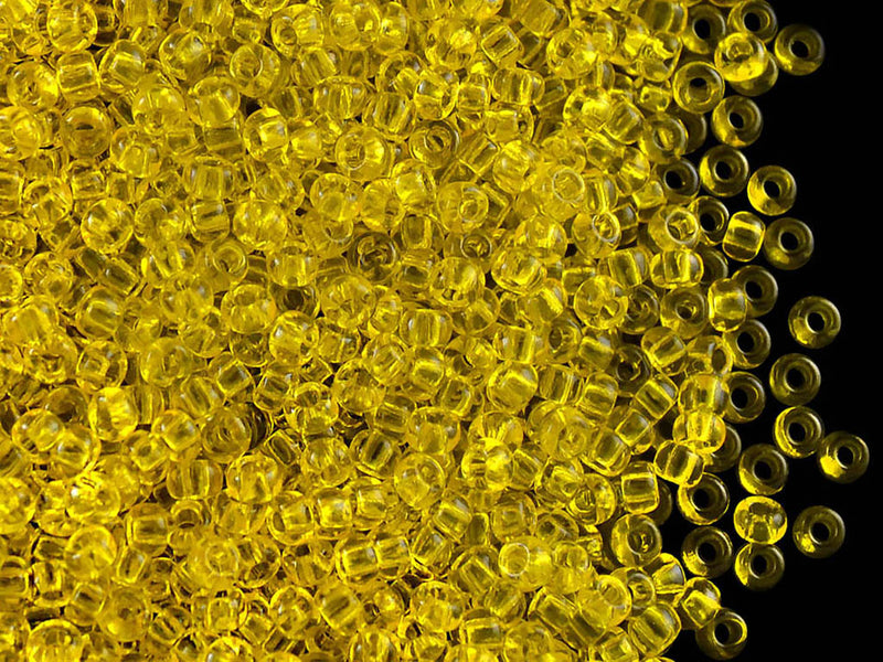 20 g 9/0 Seed Beads Preciosa Ornela, Yellow Transparent, Czech Glass