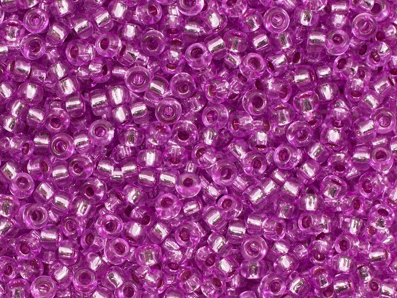 20 g 9/0 Seed Beads Preciosa Ornela, Fuchsia Transparent Silver Lined, Czech Glass